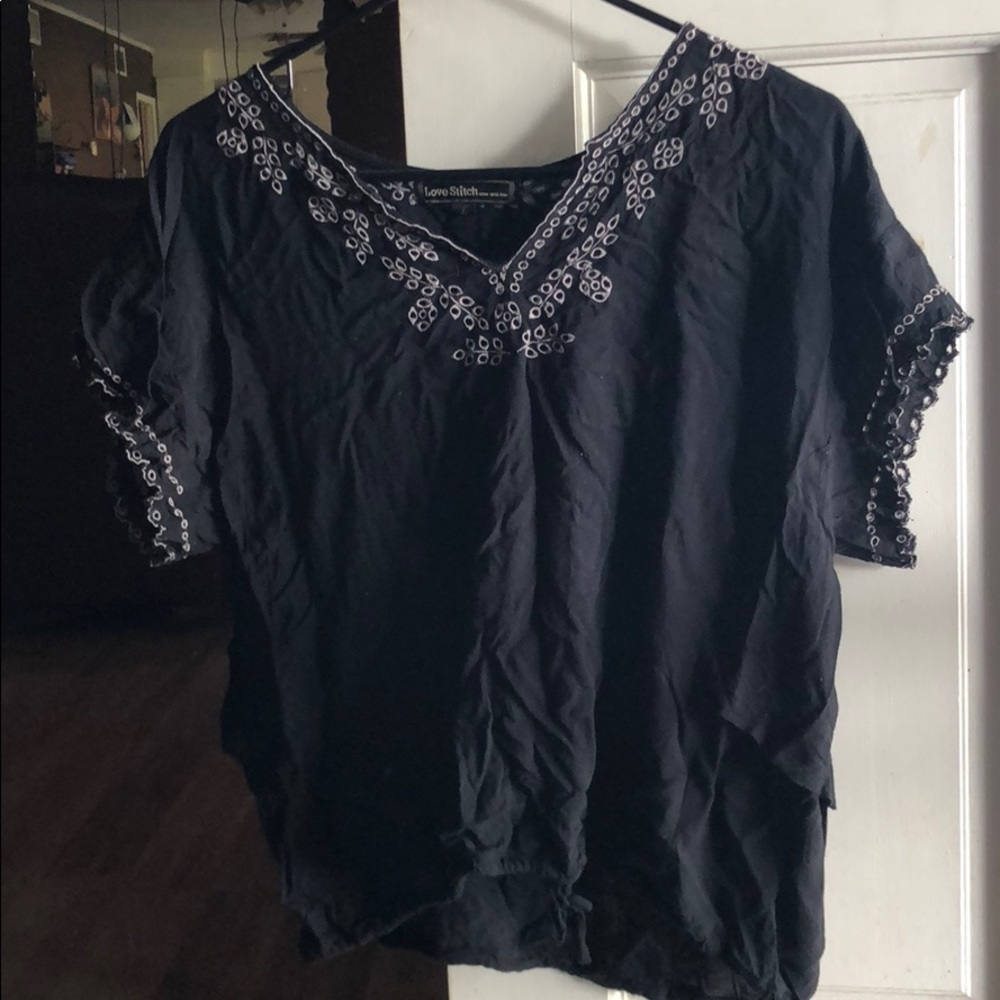 Black short sleeve blouse